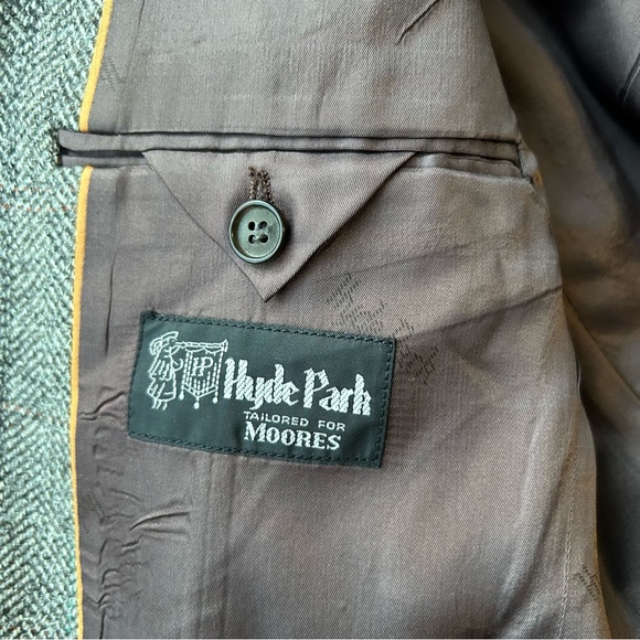 Vintage Hyde Park Union Made Pure Wool Striped Herringbone Tweed Blazer - Picture 12 of 15